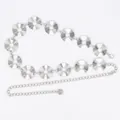 Silver sunburst disc waist chain belt for women, retro metal dress accessory - Wrinkled Hollow Ring (Silver)