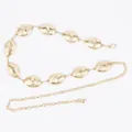 Elegant gold metal waist chain with textured oval plates for women's bohemian dresses - Matte 3D Oval Bun Shape (Gold)
