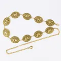 Vintage golden chain belt for women with ornate horse embossed medallions accessory - Vintage Oval Horse Carving (Antique Gold)