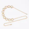 Elegant gold textured circle link waist chain belt for women with adjustable lobster clasp - Vintage Irregular Hammered Hollow Ring (Gold)