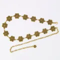 Vintage Bohemian style gold flower waist chain belt for women dresses and skirts - Vintage Hollow Flowers (Antique Gold)