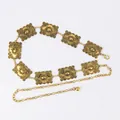 Vintage gold bohemian waist chain belt with engraved rectangular plates. - Vintage Carved Square Plaque (Antique Gold)