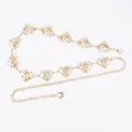 Vintage gold metal waist chain belt with textured heart shapes for women - Wrinkled Large Heart (Gold)