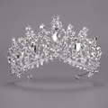 Élégant diadème de mariée baroque argenté orné de strass en cristal brillants - Couronne De Reine En Argent Et Diamants Blancs Ts-j2482s