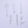 Set di 10 decorazioni natalizie in acrilico trasparente con fiocchi e ghiaccioli per albero - Set da 10 pezzi / Bianco Trasparente
