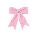 Elegant pink velvet bow hair clip featuring a sparkling rhinestone heart for girls - MC6509 Pink Velvet Hair Clip
