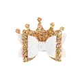 Elegant gold glitter princess crown hair clip with iridescent white bow for girls - MC5024 White Gold Crown