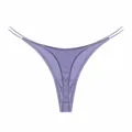 Perizoma sexy in cotone a coste lavanda con sottili doppie spalline laterali per donna - S / Blu Polvere