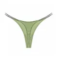 Eleganter grüner gerippter Baumwoll-Tanga für Damen mit dünnen schwarzen Trägern - Avocadogrün (Schwarzes Band)