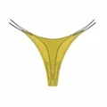 Perizoma sexy giallo traspirante in cotone a coste con doppie spalline sottili - M / Giallo Limone (Cinturino Nero)