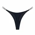 Perizoma sexy in cotone a costine nero con doppi cinturini laterali per donna chic - S / Nero