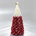 Handcrafted Christmas tree shaped aromatherapy candle in red and white dual colors - Red and White Christmas Weeping Tree (Freesia)