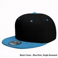 Two-tone hip-hop flat-brimmed baseball cap in black and blue with snapback closure - M (56-58cm) / Black Crown Blue Brim (Single Row Buckle)