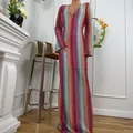 Vestido largo ajustado con cuello en V y estampado geométrico de colores vivo - S / Top Y Pantalón / Rosa rojo