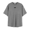 Atmungsaktives graues Mesh-Fitness-T-Shirt mit zentralem Hantel-Print für Herren - M / Grau