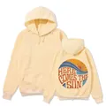 Sweat à capuche oversize crème avec imprimé 'Here Comes The Sun' au dos, vues recto et verso - S / Here Comes The Sun Print / Kaki