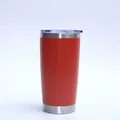 Vibrant red 20oz stainless steel vacuum insulated tumbler with clear splash-proof lid - Red / 20oz