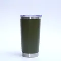 20oz dark green stainless steel insulated car tumbler cup with clear spill-proof lid - Green / 20oz