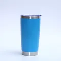 Professional 20oz light blue vacuum insulated stainless steel travel tumbler with clear lid - Dark Blue / 20oz
