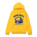 Sweat à capuche jaune de style américain avec imprimé graphique de coucher de soleil - S / Imprimé Chasing Sunsets / Jaune