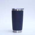 Navy blue 20oz vacuum insulated stainless steel car tumbler with a clear plastic lid - 20oz / Navy Blue