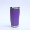 Premium 20oz purple stainless steel insulated car tumbler cup with secure clear lid - 20oz / Purple