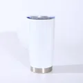 White 20oz stainless steel vacuum insulated tumbler travel mug with transparent lid - 20oz / White