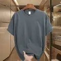Premium dark grey 230g heavyweight cotton loose fit men's short sleeve T-shirt top - S / Dark Gray