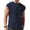 Lässiges dunkelblaues ärmelloses Muskel-Tanktop für Herren mit lockerer Passform - M / Marineblau