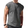 Ärmelloses Herren T-Shirt in Dunkelgrau, lässiger und lockerer Stil für den Sommer - M / Dunkelgrau
