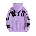 Oversized purple hooded sweatshirt with New York U.S.A letter print on the back - S / Purple (YRHD-3408)