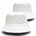 Classic white cotton bucket hat with wide brim for sun protection and casual wear - M (56-58cm) / White