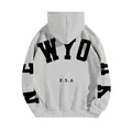 Oversized grey fleece hooded sweatshirt featuring a New York USA letter print back - S / Grey (YRHD-3401)