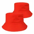 Classic bright red cotton bucket hat for sun protection, versatile unisex fisherman hat - M (56-58cm) / Red