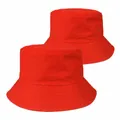 Classic bright red cotton bucket hat for sun protection, versatile unisex fisherman hat - M (56-58cm) / Red