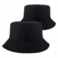Solid black cotton bucket hat for men and women, classic plain fisherman sun cap - M (56-58cm) / Black