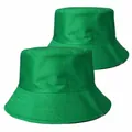 Solid bright green cotton bucket hat for sun protection - Green