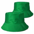 Μονόχρωμο έντονο πράσινο βαμβακερό καπέλο bucket για ήλιο - Πράσινο