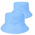 Ένα κομψό γαλάζιο βαμβακερό καπέλο bucket για προστασία από τον ήλιο και καθημερινή χρήση - Γαλάζιο