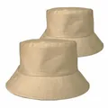 Solid khaki cotton bucket hat for sun protection in outdoor activities - Khaki
