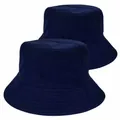Classic navy blue bucket hat with stitched brim detail - Navy Blue