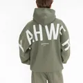 Oversized army green fleece hoodie with large KAHWE EXODUS back print lettering. - S / Army Green-Kahwe (YRHD-3415)