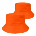 Vibrant orange cotton bucket hat for unisex outdoor sun protection and casual wear - Orange