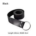 Extra lange zwarte kunstleren riem 161 cm met zilveren metalen O-ring gesp voor heren - Zwarte Riem