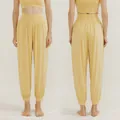 Pantalones de yoga tipo harén sueltos y transpirables para Pilates y danza - S / Amarillo