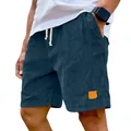 Short en velours côtelé bleu marine pour homme avec cordon de serrage réglable été - M / Bas / Bleu marine