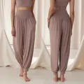 Comfortable breathable loose cuffed harem yoga pants in dusty mauve color for women - S / Lotus Pink