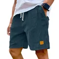 Lässige Cord-Shorts für Herren in Dunkelblau mit bequemem Kordelzug und lockerer Passform - M / Marineblau