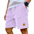 Lila Cord-Shorts für Herren mit Kordelzug und elastischem Bund, lockere Passform - M / Lila