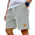 Bequeme hellgraue Cord-Shorts für Herren mit Kordelzug in lockerer Passform für den Sommer - M / Grau